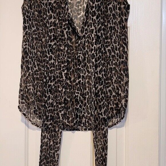 French Connection Animal Print Short Sleeve Blouse Size 4 - Picture 3 of 8